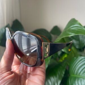 Fendi Tortoiseshell and Black Sunglasses with Gold Logo Accent